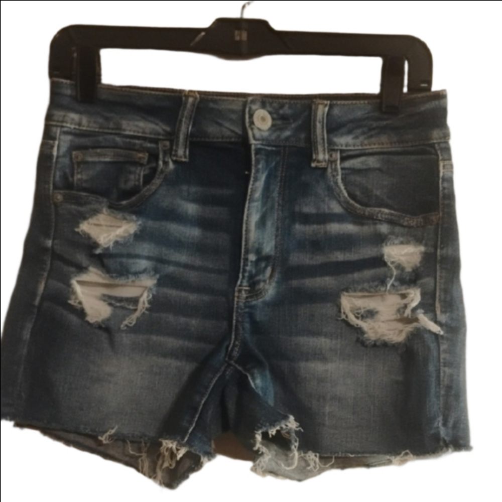 American Eagle Outfitters Blue Distressed Jean Shorts. Size 8.